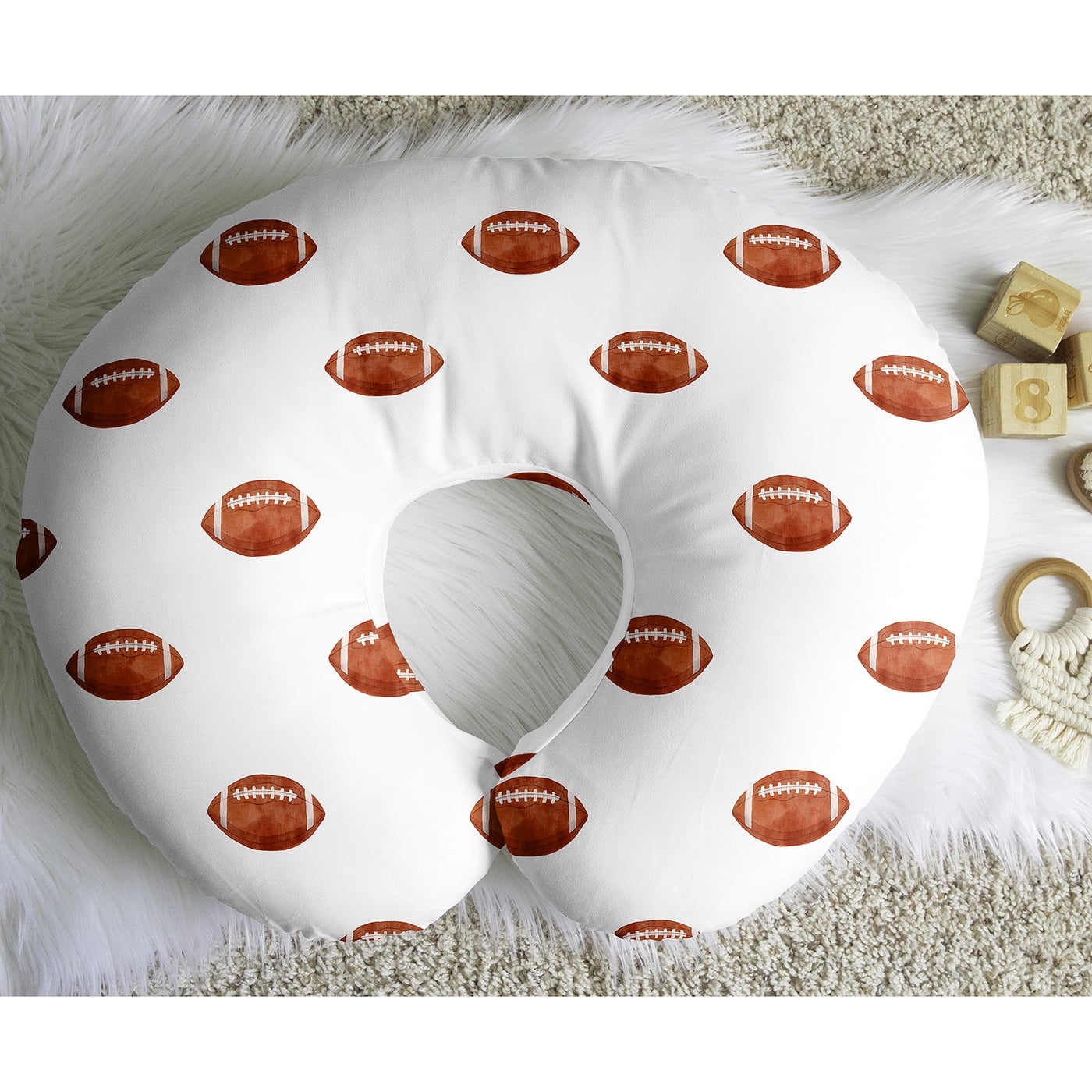Sweet Jojo Designs Watercolor Sports Theme Football Print Boy Nursing Pillow Cover Case (Pillow Not Included)