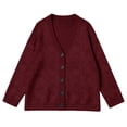 thumbnail image 4 of TOMVIGX Women's Fall Floral Embossed Knit Cardigan - Loose Fit Long Sleeve Button Down Sweater Coat Soft Round Neck Casual Outerwear for Autumn Winter Layering, 4 of 8