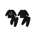 thumbnail image 2 of Qmyliery Toddler Girls Clothes Set Fashionable Long Sleeve Letter Pattern Pullover with Solid Color Pants 2Pcs Birthday Outfit, 2 of 9