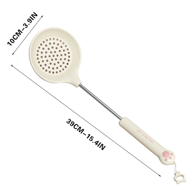 Slotted Spoon for Cooking 10 in Silicone Non-stick Kitchen Stir-fry Spatula with Beveled Edge and Sloping Edges