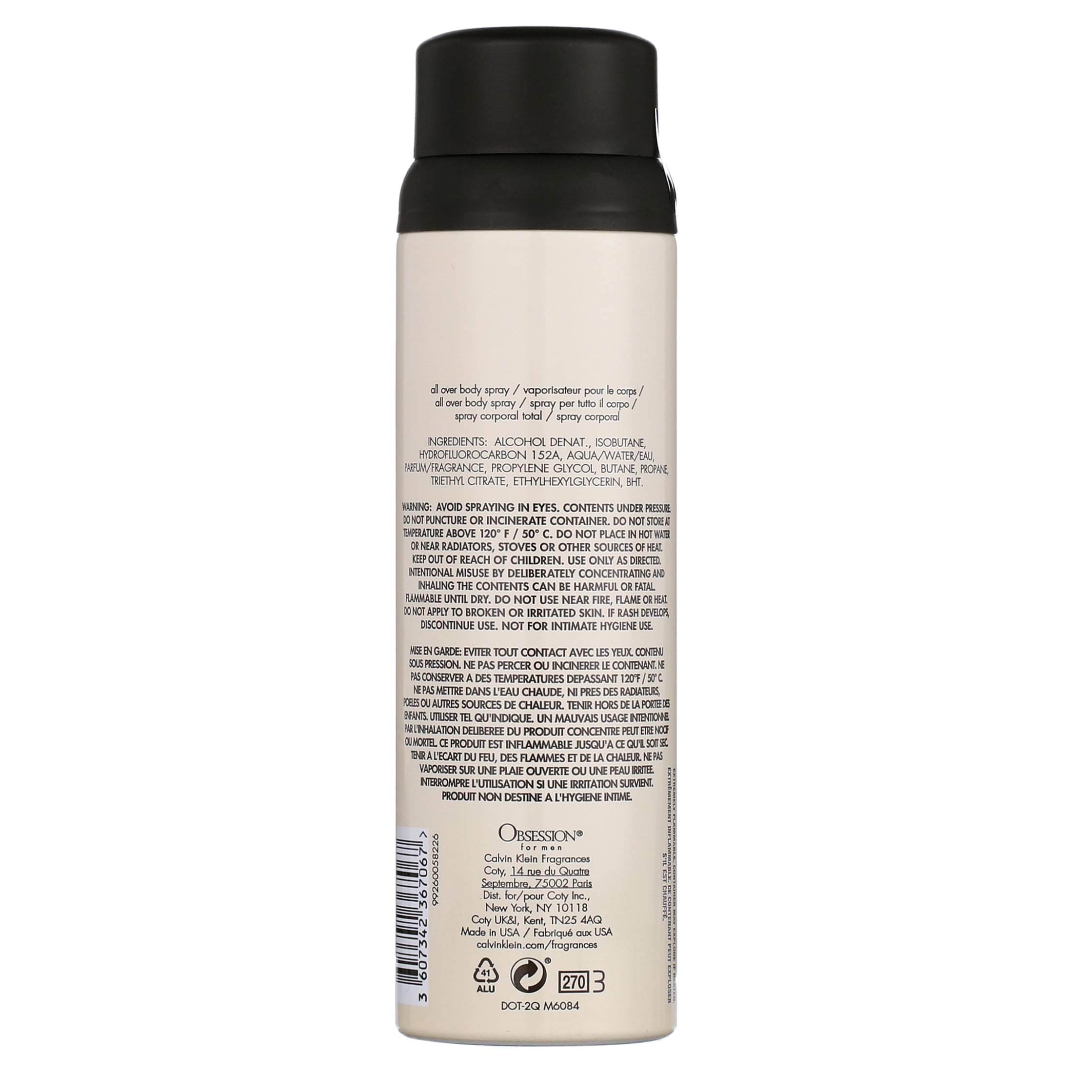 Obsession Body Spray Brand Calvin Klein for Men Size 5.4 oz 1 Count Scent Warm and Spicy Walmart