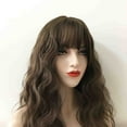 thumbnail image 3 of Nevermindyrhead Dark Brown Wig with Fringe Bangs for Women, Heat Resistant Long Curly Choppy Wig, Best Wigs for Daily, Party, 3 of 9
