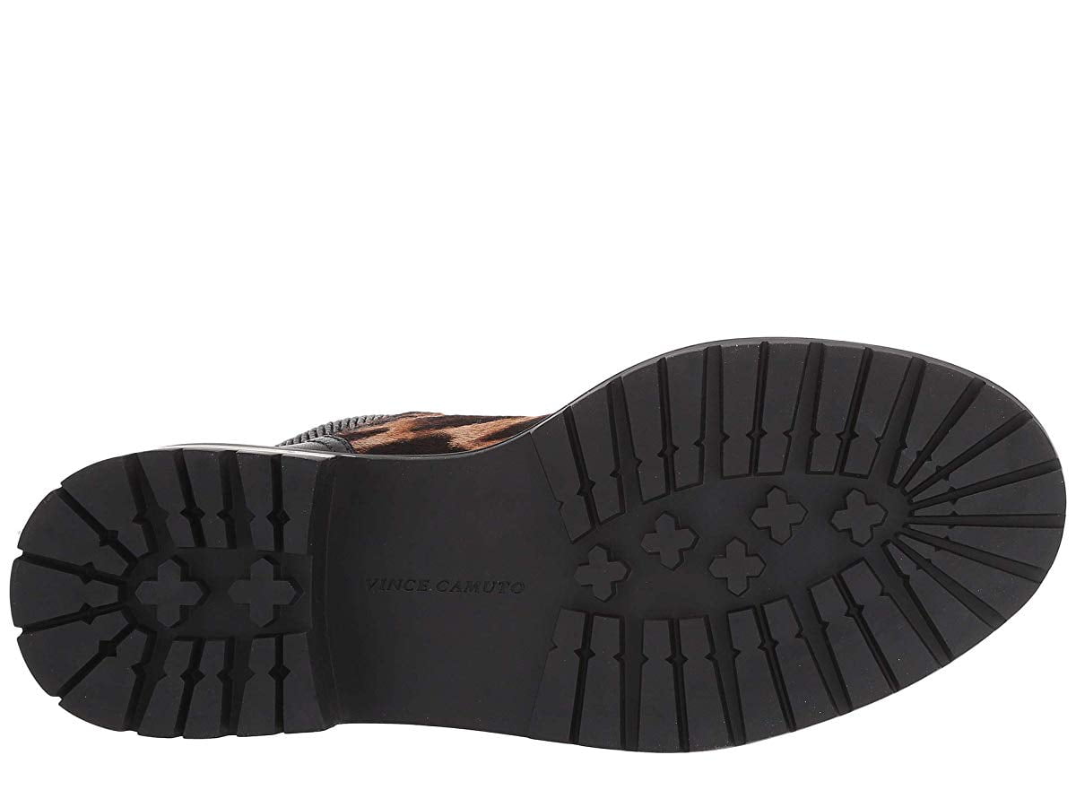 Vince Camuto Bestenda Black Leopard Leather Lace Up Moto Lug