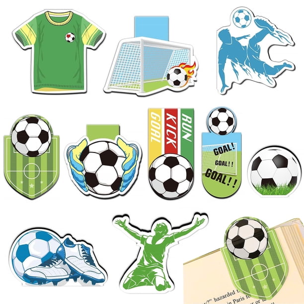 10 piezas de marcadores magnéticos, fútbol, fútbol infantil, regalos de fiesta, pequeños obsequios para niños, estudiantes, amigos, fanáticos del fútbol, amantes, páginas magnéticas,