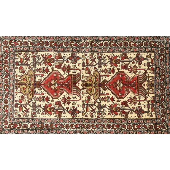 Ahgly Company Machine Washable Indoor Rectangle Traditional Saffron Red Area Rugs, 4' x 6'