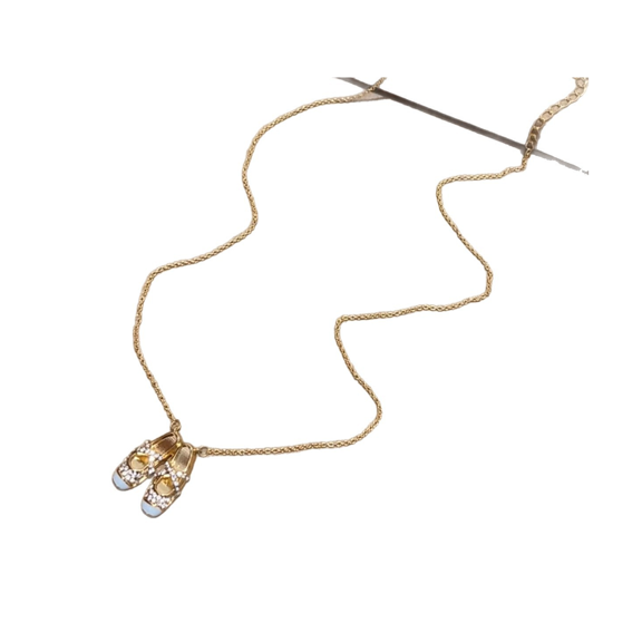 Fashionable Dance Ballet Shoe Inspired Necklace Elegant Rhinestones Accent Dainty Everyday Jewelry Accessory Outfits