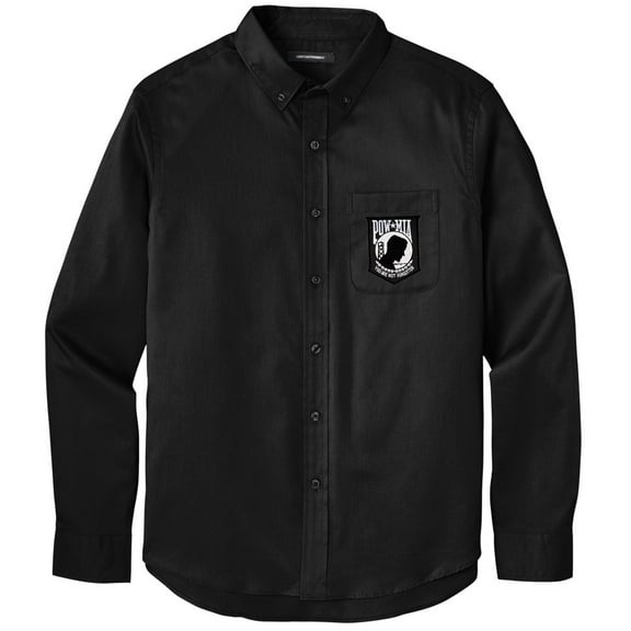 Men's POW MIA PATCH Twill Shirt with Pocket, Medium Deep Black