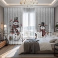 thumbnail image 2 of Grey Christmas Blackout Curtains for Bedroom/Living Room, Pinch Pleated Black Out Curtains, Snowman Snowflake Winter Birds Room Darkening Window Drapes with Hooks 2 Panels, 59"x70", 2 of 8