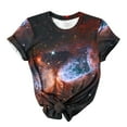 thumbnail image 6 of Penkiiy Galaxy Printed Shirt , Women's Cosmic Star Sky Print Funny Casual Fashion Short Sleeve Tops Blouse XL Yellow, 6 of 7
