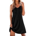 thumbnail image 3 of Aboser Women’s Chemise Nightgown Cozy Lace Trim Sleepdress Casual Wide Strap Loungewear Lightweight Soft V Neck Short Nightshirts Solid Color Loose Sleep Gowns, 3 of 8