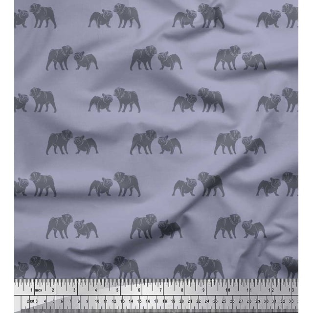 Soimoi Velvet Fabric Bull Dog Decor Fabric Printed Yard 58 Inch Wide