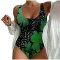thumbnail image 2 of Acyse Womens Bikinis for Summer Clearance Juniors Cute And Fashionable Saint Patrick Beach Swimsuit Printed Summer O Ne-piece Swimsuit Swimsuit, 2 of 3