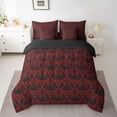 thumbnail image 2 of Feelyou Black Red Mandala Damask Comforter Set 7pcs, Rustic Butterfly Full Bedding Set, 2 of 8