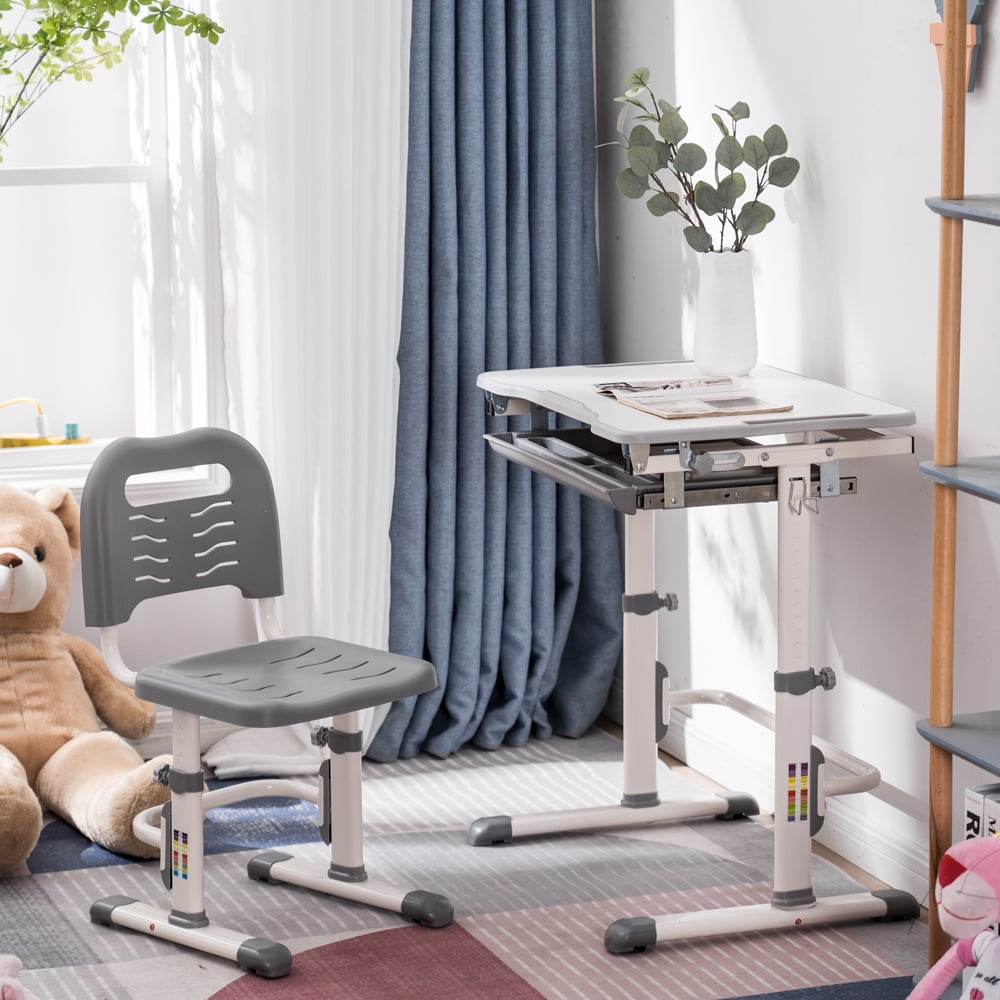 Multifunction Student Desks and Chairs Set, Adjustable Height Desks and