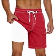 thumbnail image 2 of FNFYFH Mens Swim Trunks 2 in 1 with Liner Drawstring Stretch Quick Dry Lined Beach Shorts Lightweight Multi Pockets Cargo Shorts, 2 of 6
