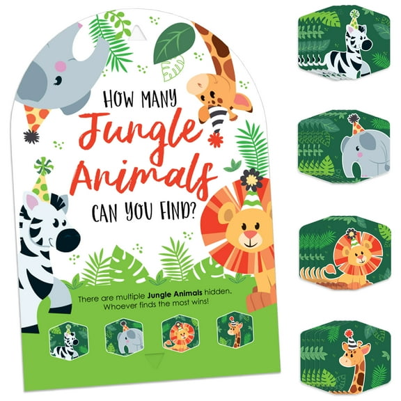 Big Dot of Happiness Jungle Party Animals Safari Zoo Animal Birthday Party or Baby Shower Scavenger Hunt 1 Stand and 48 Game Pieces Hide and Find Game