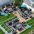 thumbnail image 6 of 8-Piece Patio Furniture Set, Outdoor Patio Furniture with 55,000 BTU Fire Pit Table, Thick Cushions, Modular Patio Sofa, Dual-Strand Wicker Rattan, Rust-Resistant Frame, Black, 6 of 7