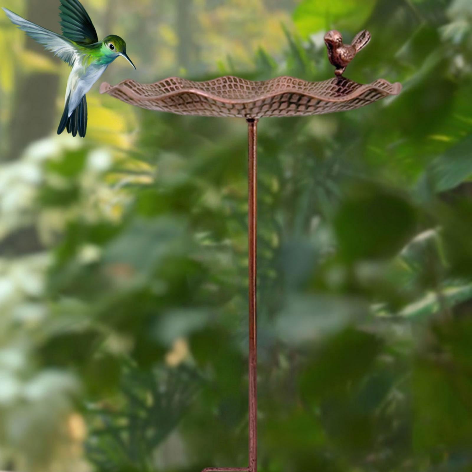 Dualoai Bird Bath Accessories with Base Stake Bird Feeder for Outdoors Yard Children