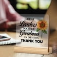 thumbnail image 4 of Leaders Gifts Thank You Gift for Boss Mentor Supervisor Leadership Clear Desk Decorative Sign Great Leaders Inspire Greatness In Others Acrylic Plaque With Wooden Stand 4x4 Inch Home Office Desk Decor, 4 of 7