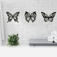 thumbnail image 1 of Paquete de 3 mariposas de metal para colgar en , decoración para casa de moderna, interior y exterior, no requiere montaje, decoración Cola Escultura de pared, 1 of 8