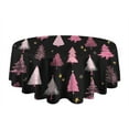 thumbnail image 5 of Black and Pink Christmas Tree Pattern Round Tablecloth 60"x60",Wrinkle Wipeable Table Cloth for Kitchen Dining Room Picnic Patio Party, 5 of 6