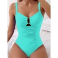 thumbnail image 7 of QURATI Swimwear Women'S V Neck Swimsuit Adjustable Spaghetti Straps Bathing Suit Swimwear Sky Blue L, 7 of 7