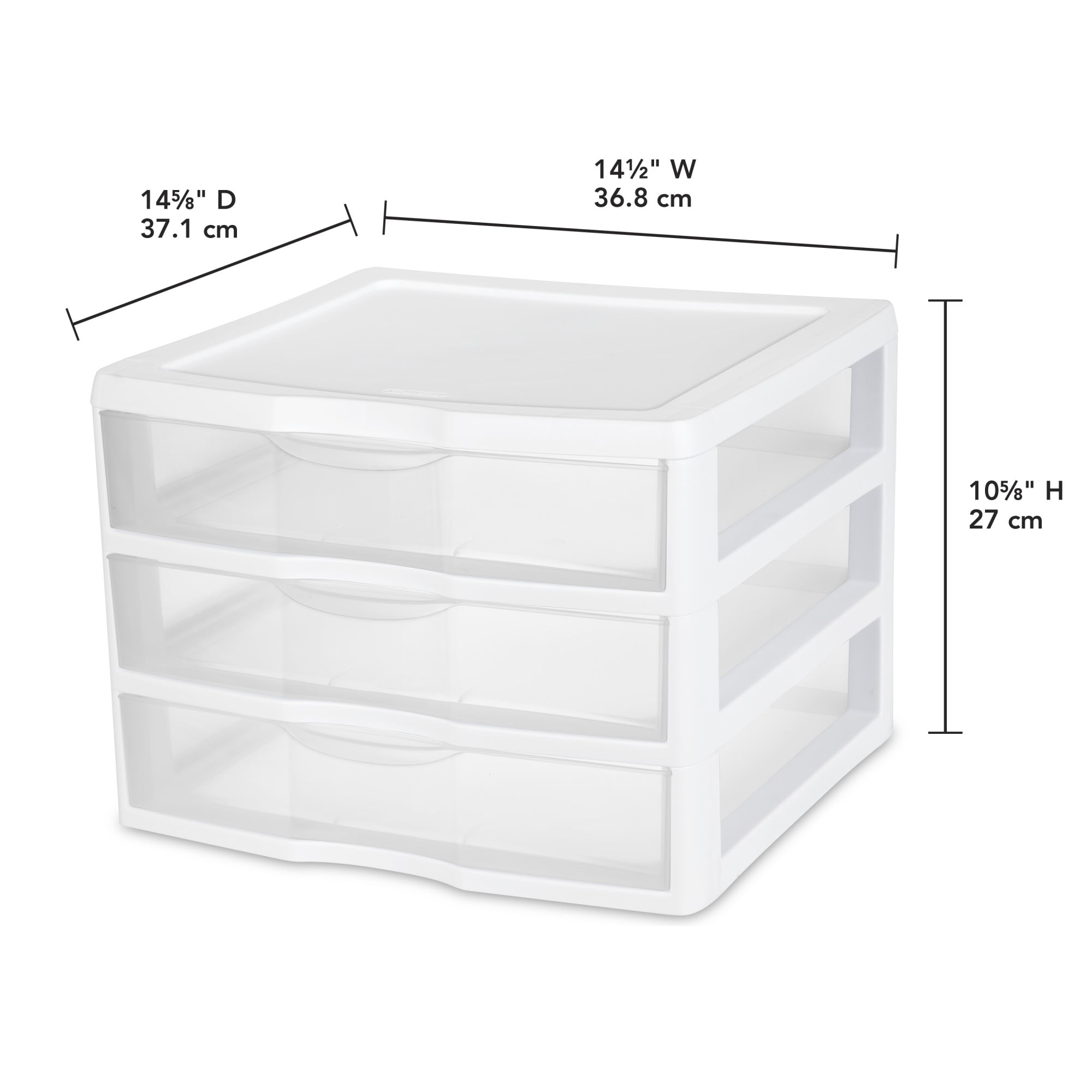 Sterilite Wide White 3 Drawer Unit