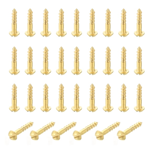 50 Pcs Brass Screws, M1.6 x 8mm Solid Slotted Round Head Self-Tapping Wood Screw Fasteners for Woodworking Furniture Repair Photo Frame Drywall Home Appliances, Gold