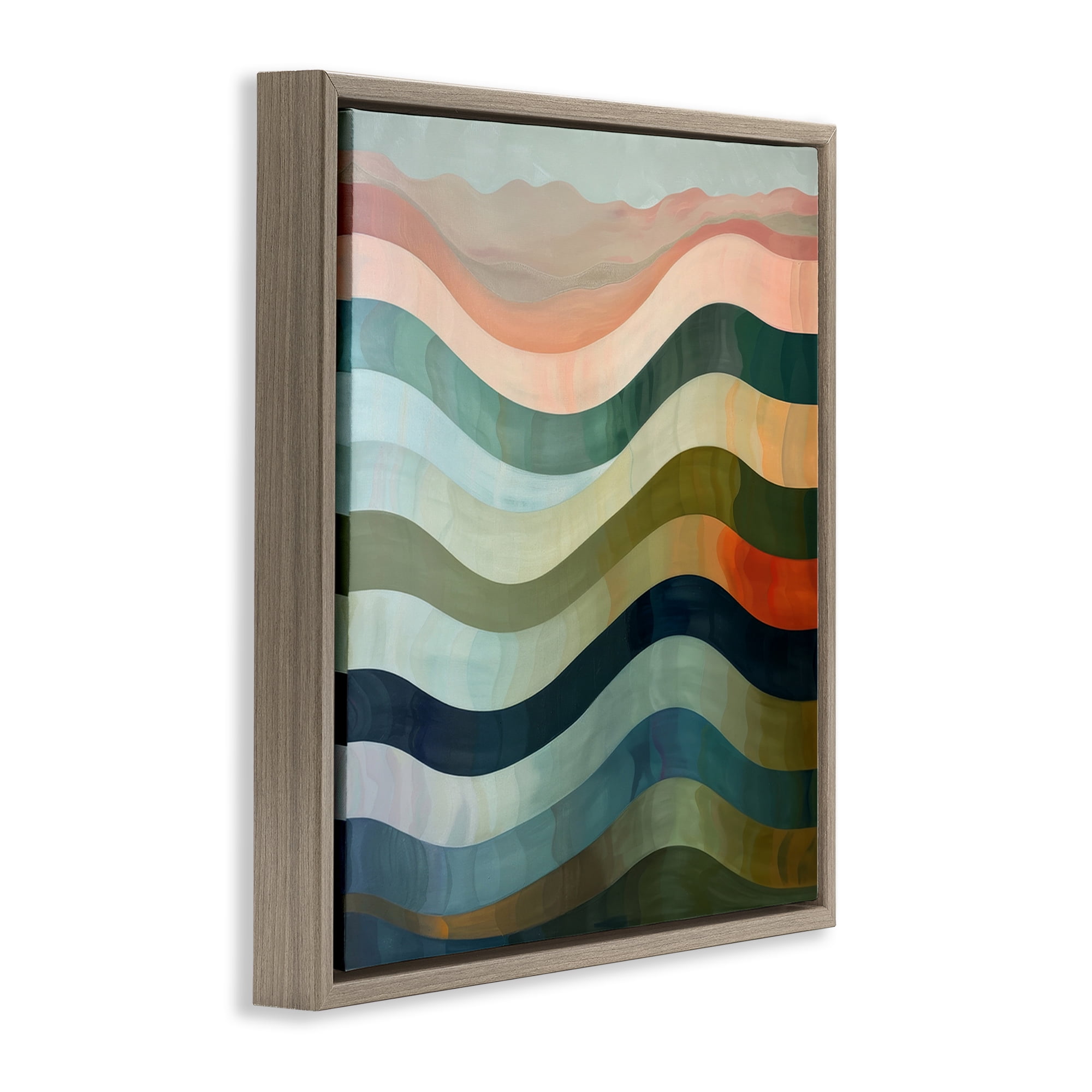 Stupell Industries Fluid Dynamic Stripes Abstract Painting Brown Floater Framed Canvas Art Print Wall Art, 25 x 25