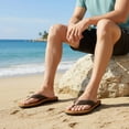 thumbnail image 6 of Ecetana Men's Flip Flops Comfort Yoga Mat Leather Beach Thong Sandals with Arch Support, 6 of 7