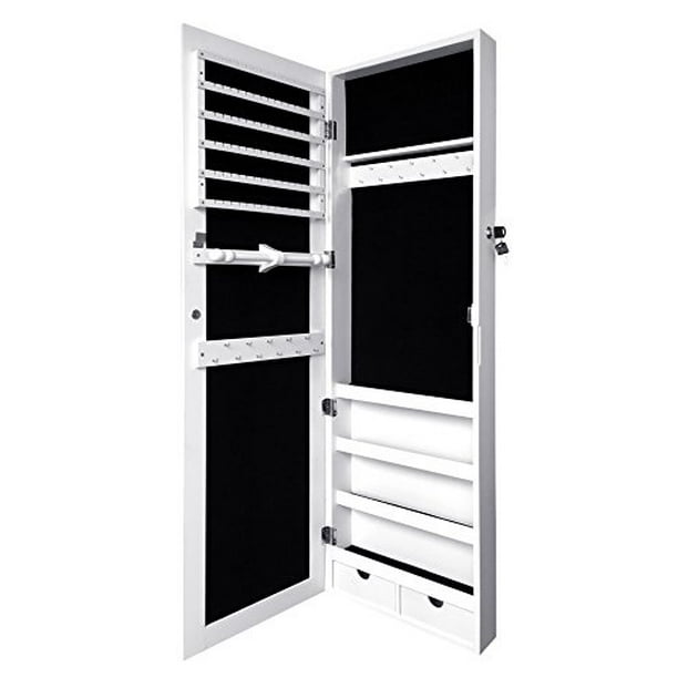 Jewelry Organizer Box Storage Locking Cabinet Over Door Armoire With Mirror White Com Jewelry Organizer Box, Jewelry Armoire With Lock And Key