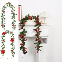 MXTPOV Artificial Christmas Garland, Green Garland with Red Berries, Garlands for Decoration Christmas Fireplace Party Wedding, Home Decor, 5.58 FT
