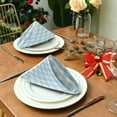 thumbnail image 4 of GZHJMY Set of 6 Retro Vintage Light Blue Checkered Gingham Plaid Tartan Geometric Check Cloth Napkins Washable Polyester Dinner Napkins 20"X20" for Dining Table Wedding Party Fall Holidays, 4 of 7
