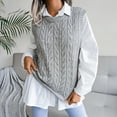 thumbnail image 2 of KDFJPTH Womens Fall Sweaters Sleeveless Sweater Vests Tops Solid Print Grey L, 2 of 6