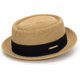 thumbnail image 1 of Women's 1920s Pork-Pie-Sun-Hat - Summer Straw Fedora Beach Sun Hat Boater Derby Cap with Band(M/L), 1 of 5