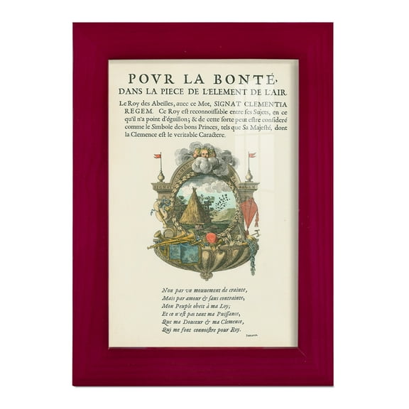 Printed Embellished Bookplate III - Framed Print w/glass - Cherry Red