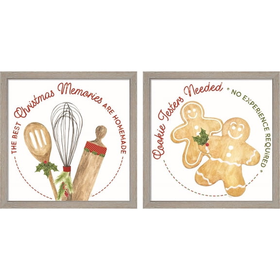 Great Art Now Home Cooked Christmas A by Tara Reed, 2 Piece Framed Art Set Each 13"W x 13"H