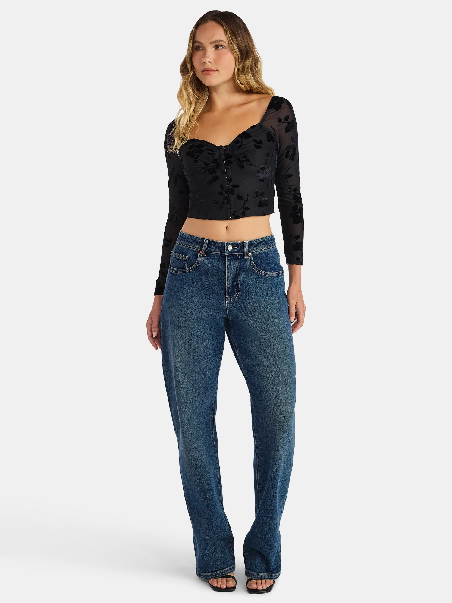 Madden NYC Women's Corset Top with Long Sleeves, Sizes XXS-XXL