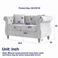 thumbnail image 4 of 58.8" Black Velvet Chesterfield Sofa, Tufted 2-Seater with Rolled Arms, Nailhead Trim & Pillows for Multi-Room Use, 4 of 12