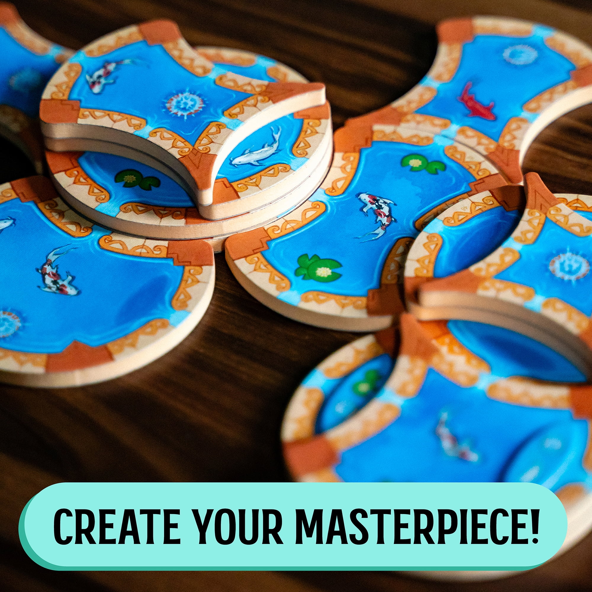 Fountains Board Game, Competitive Tile-Laying Board Game, Stunning Art Nouveau Aesthetic,  Unique 3D Stacking & Drafting, Family Friendly, 1-5 Players, A Strategy Game From The Op Games