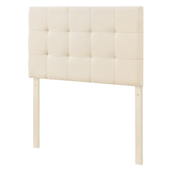 Grid Tufted Modern Upholstered Twin Headboard in Beige