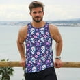 thumbnail image 6 of Pofeuu Skull Purple Flower Print Men's Workout Tank Tops Sleeveless Muscle Gym Shirt Quick Dry-3X-Large, 6 of 7