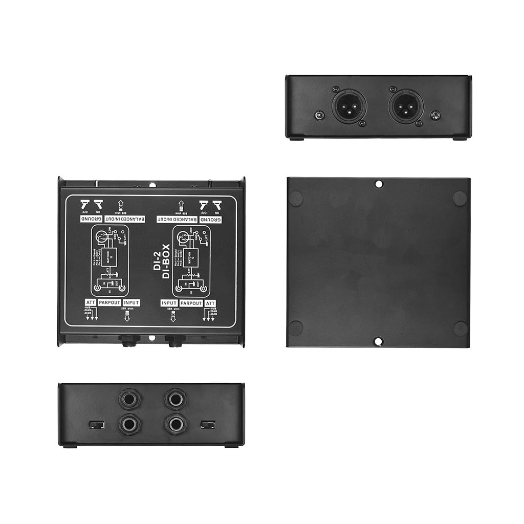 Professional DIRECT BOX Dual-Channel Passive DI-Box Direct Injection Audio Box Balanced & Unbalance Signal Converter