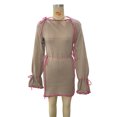 thumbnail image 3 of Vestido Vestido ajustado de mujer Estilo casual Mini vestido de ganchillo Ver a través de traje de vacaciones Ygjytge Caqui T M para Mujer, 3 of 8