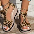 thumbnail image 2 of LFXJVY Sandals For Women Wedge Heel Platform Leather Oen Toe Backstrap Zip Solid Spring And Summer Coffee 38, 2 of 8