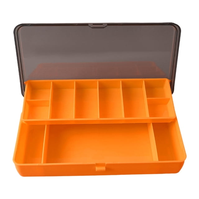 Caja de señoría de pesca Baja de señora Multifuncional con divisores Cebos de almacenamiento de organizador de equipos de pescadores para regalos al Naranja