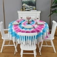 thumbnail image 2 of Pink Blue Tie Dye Spiral Round Tablecloth 60"x60",Wrinkle Wipeable Table Cloth for Kitchen Dining Room Picnic Patio Party, 2 of 6