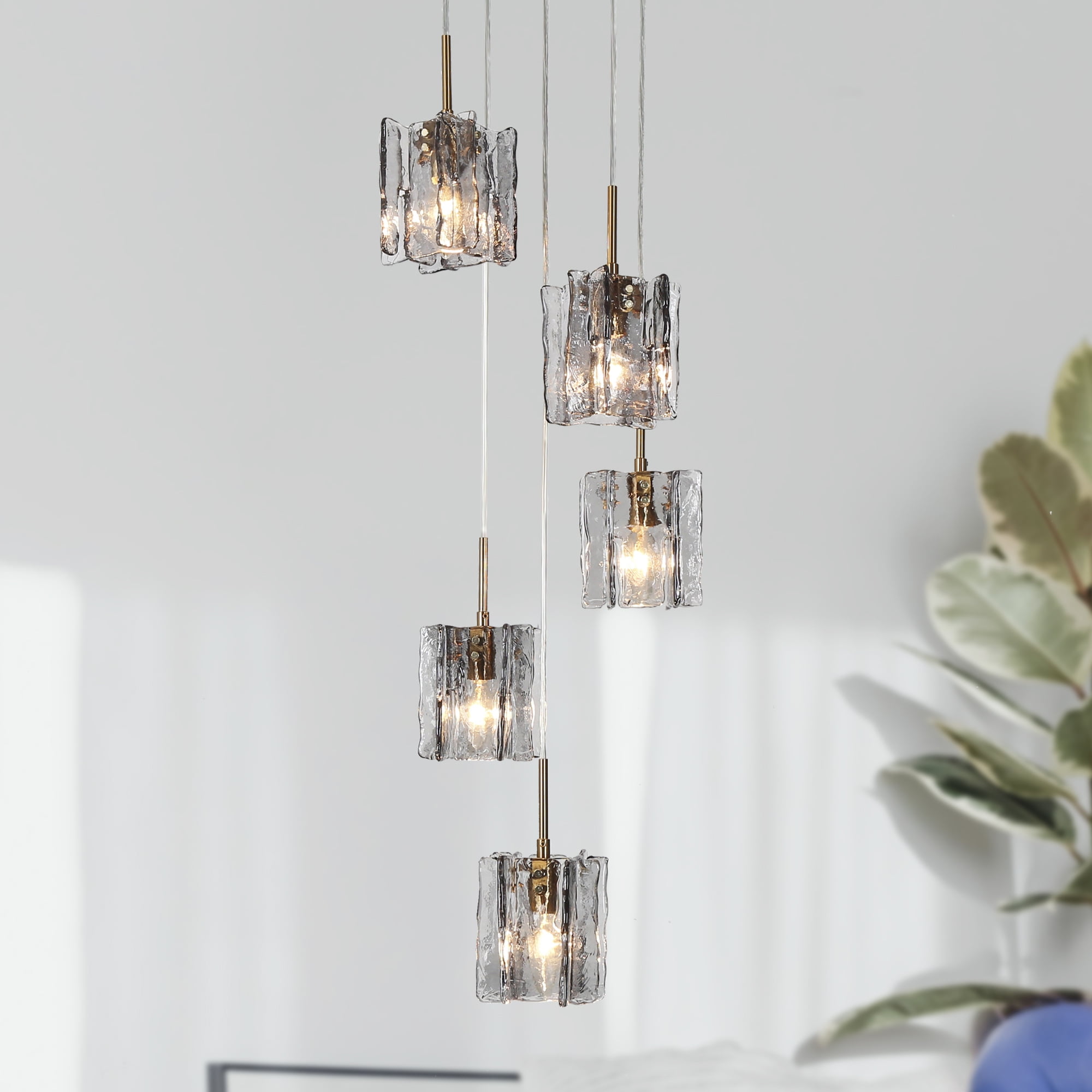 LNC Tucana 5-Light Matte Black Modern/Contemporary Led Crystal Chandelier