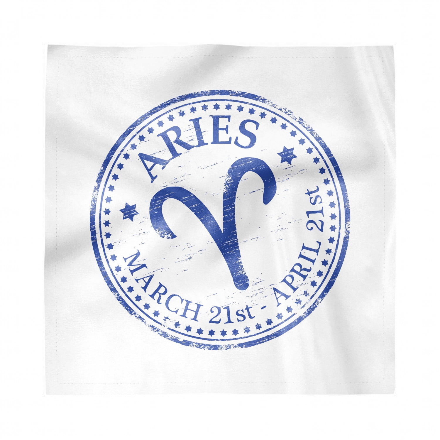 Zodiac Aries Decorative Satin Napkins Set of 4, Vintage Rubber Stamp