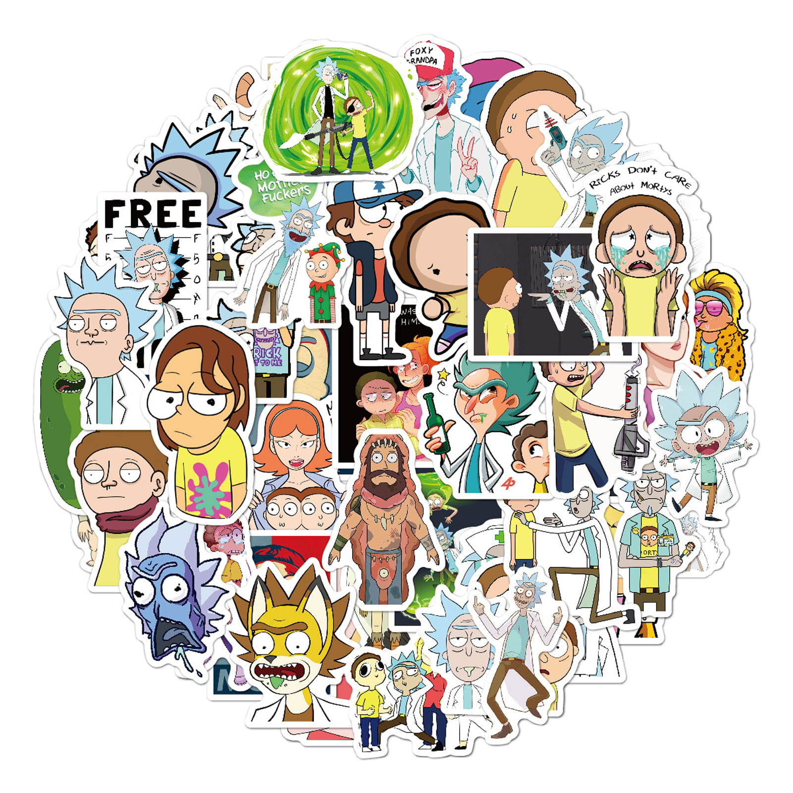 Rick And Morty Stickers 50pcs Pack Waterproof Cartoon  Skateboard Suitcase Funny 
